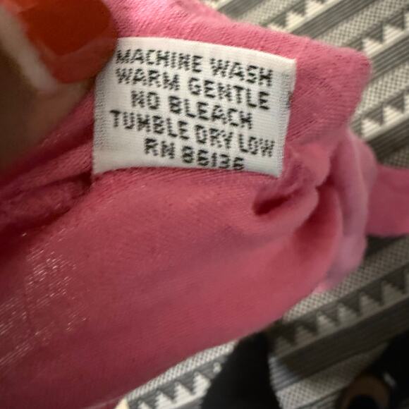 Bryn Walker Lagenlook Linen Pullover Hooded Top Pink Linen Front Pocket Size XL - Picture 6 of 8